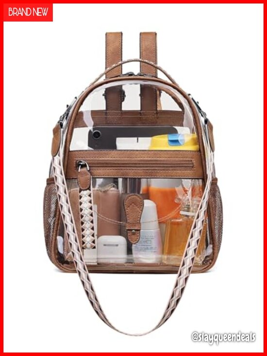 Clear Mini Backpack Purse for Women Stadium Approved PVC Waterproof See-Through